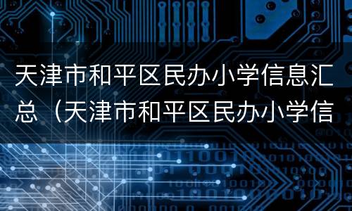 天津市和平区民办小学信息汇总（天津市和平区民办小学信息汇总表格）
