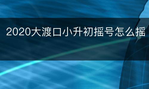 2020大渡口小升初摇号怎么摇