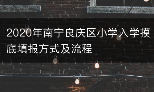 2020年南宁良庆区小学入学摸底填报方式及流程