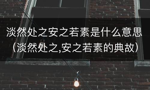 淡然处之安之若素是什么意思（淡然处之,安之若素的典故）