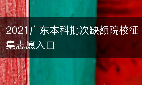 2021广东本科批次缺额院校征集志愿入口