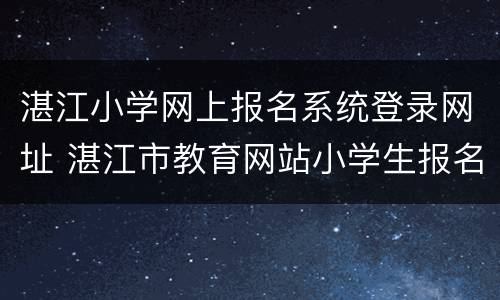 湛江小学网上报名系统登录网址 湛江市教育网站小学生报名