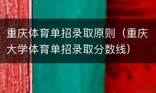 重庆体育单招录取原则（重庆大学体育单招录取分数线）