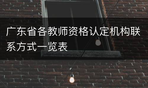 广东省各教师资格认定机构联系方式一览表