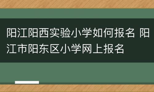 阳江阳西实验小学如何报名 阳江市阳东区小学网上报名
