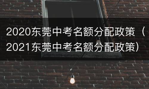 2020东莞中考名额分配政策（2021东莞中考名额分配政策）