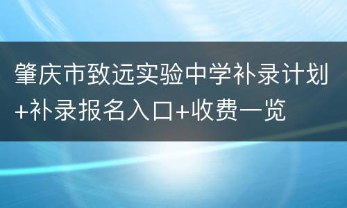 肇庆市致远实验中学补录计划+补录报名入口+收费一览