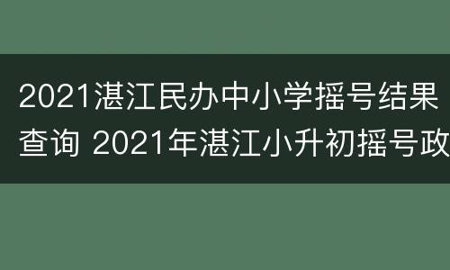 2021湛江民办中小学摇号结果查询 2021年湛江小升初摇号政策是什么