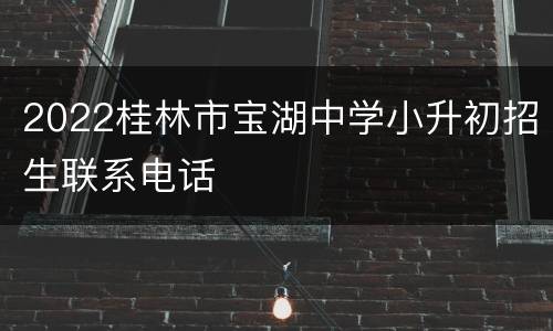 2022桂林市宝湖中学小升初招生联系电话