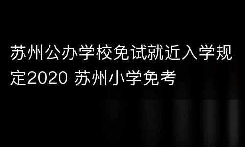 苏州公办学校免试就近入学规定2020 苏州小学免考