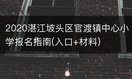 2020湛江坡头区官渡镇中心小学报名指南(入口+材料)