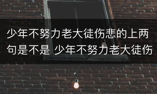 少年不努力老大徒伤悲的上两句是不是 少年不努力老大徒伤悲的上两句