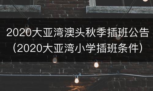 2020大亚湾澳头秋季插班公告（2020大亚湾小学插班条件）