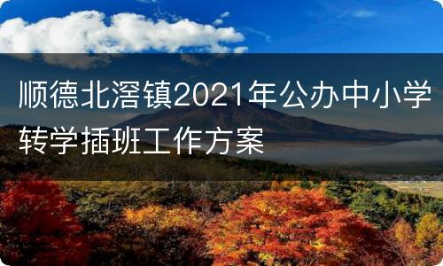 顺德北滘镇2021年公办中小学转学插班工作方案