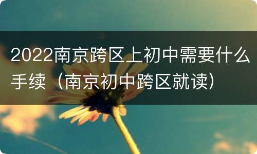 2022南京跨区上初中需要什么手续（南京初中跨区就读）