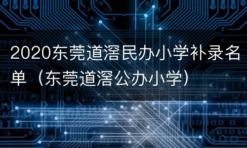 2020东莞道滘民办小学补录名单（东莞道滘公办小学）