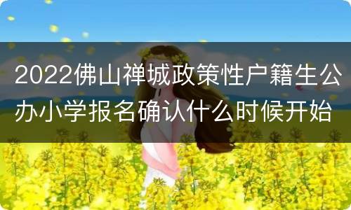 2022佛山禅城政策性户籍生公办小学报名确认什么时候开始？