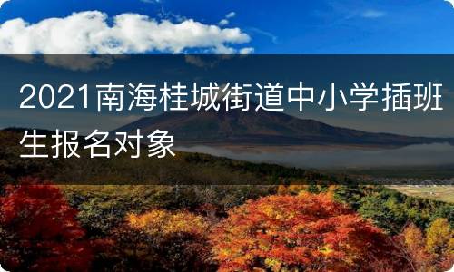 2021南海桂城街道中小学插班生报名对象