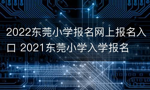 2022东莞小学报名网上报名入口 2021东莞小学入学报名