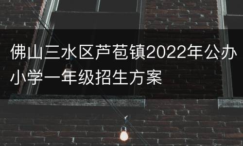 佛山三水区芦苞镇2022年公办小学一年级招生方案