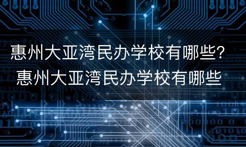 惠州大亚湾民办学校有哪些？ 惠州大亚湾民办学校有哪些