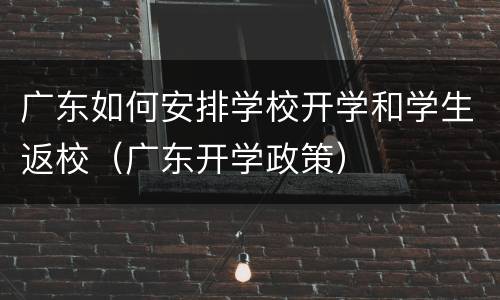 广东如何安排学校开学和学生返校（广东开学政策）