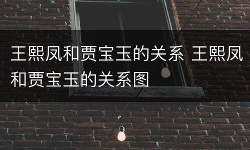 王熙凤和贾宝玉的关系 王熙凤和贾宝玉的关系图
