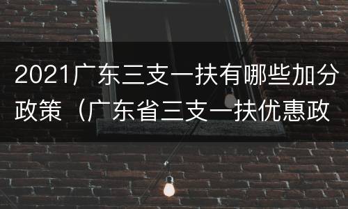 2021广东三支一扶有哪些加分政策（广东省三支一扶优惠政策）