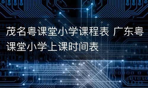 茂名粤课堂小学课程表 广东粤课堂小学上课时间表