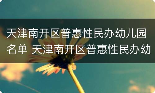 天津南开区普惠性民办幼儿园名单 天津南开区普惠性民办幼儿园名单查询