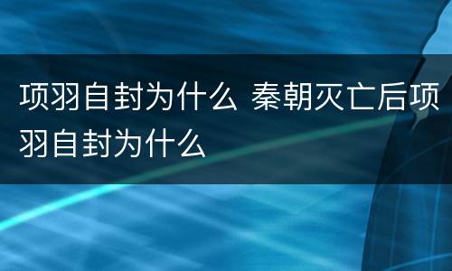 项羽自封为什么 秦朝灭亡后项羽自封为什么