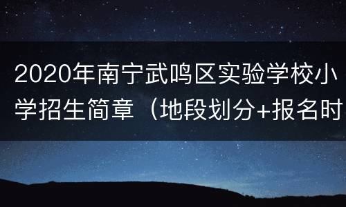 2020年南宁武鸣区实验学校小学招生简章（地段划分+报名时间方式）