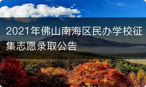 2021年佛山南海区民办学校征集志愿录取公告