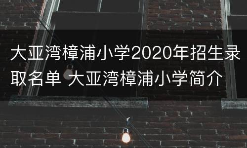 大亚湾樟浦小学2020年招生录取名单 大亚湾樟浦小学简介