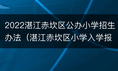 2022湛江赤坎区公办小学招生办法（湛江赤坎区小学入学报名条件）