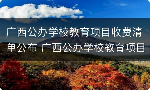 广西公办学校教育项目收费清单公布 广西公办学校教育项目收费清单公布表