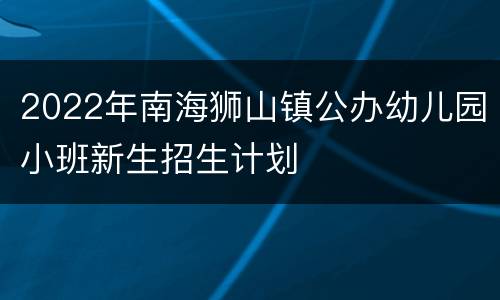 2022年南海狮山镇公办幼儿园小班新生招生计划