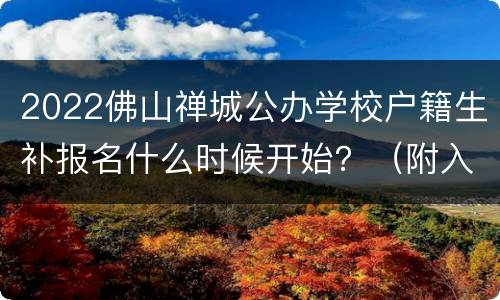 2022佛山禅城公办学校户籍生补报名什么时候开始？（附入口）