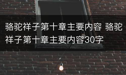 骆驼祥子第十章主要内容 骆驼祥子第十章主要内容30字