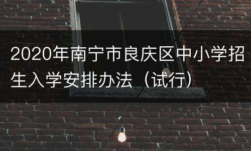 2020年南宁市良庆区中小学招生入学安排办法（试行）