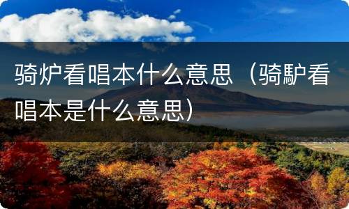 骑炉看唱本什么意思（骑馿看唱本是什么意思）