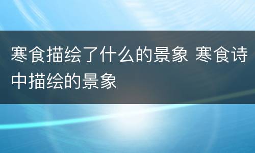 寒食描绘了什么的景象 寒食诗中描绘的景象