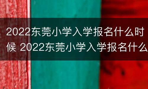 2022东莞小学入学报名什么时候 2022东莞小学入学报名什么时候开始
