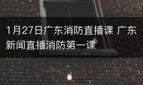1月27日广东消防直播课 广东新闻直播消防第一课