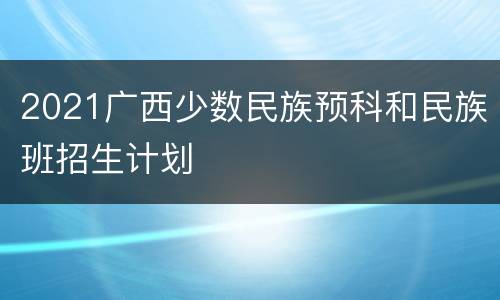 2021广西少数民族预科和民族班招生计划