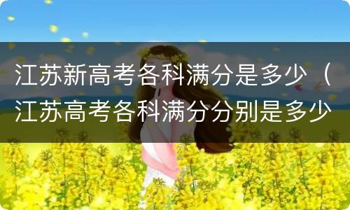 江苏新高考各科满分是多少（江苏高考各科满分分别是多少）