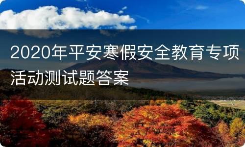 2020年平安寒假安全教育专项活动测试题答案