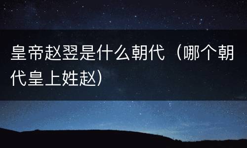 皇帝赵翌是什么朝代（哪个朝代皇上姓赵）