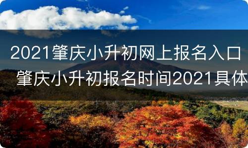 2021肇庆小升初网上报名入口 肇庆小升初报名时间2021具体时间