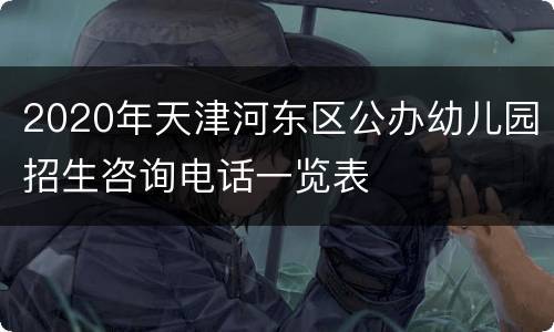 2020年天津河东区公办幼儿园招生咨询电话一览表